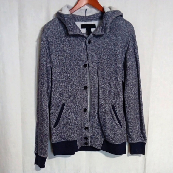 Black Scale Heather Gray Hooded Sweater Jacket Size Medium - Picture 1 of 5